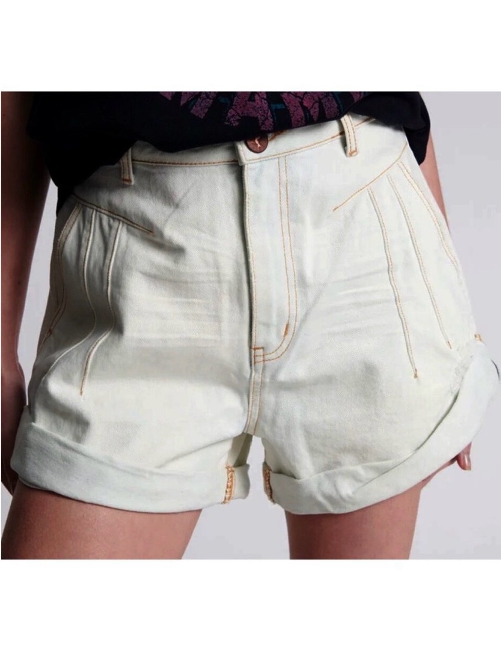 One Teaspoon Street Walker Shorts Size 30 Denim High Rise Pleated Baggy Grunge
